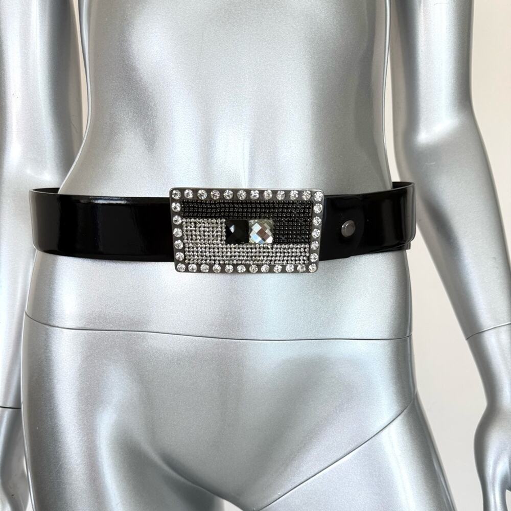 Women black belt with rhinestones size 35/95